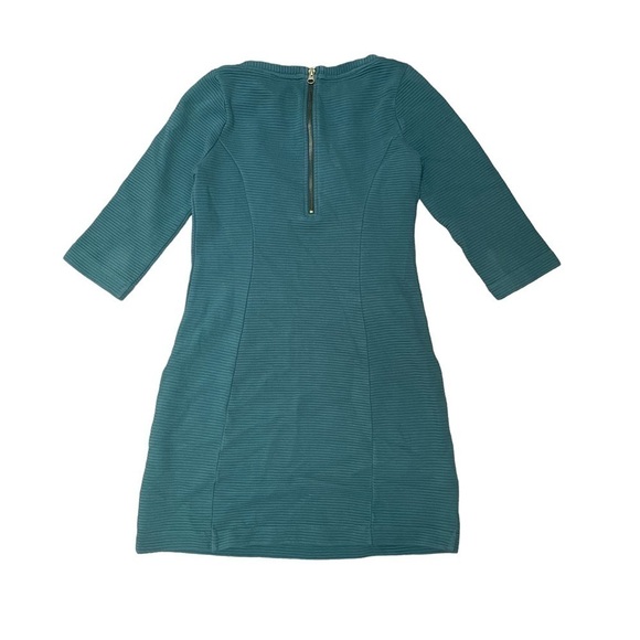 🥒 Boden Jasmine 1/2 Sleeve Ottoman Ribbed Short Shift Dress Pockets 4P Green - Picture 3 of 8
